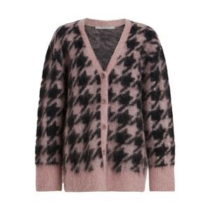 Allsaints Irma Houndstooth Cardigan Pink Small